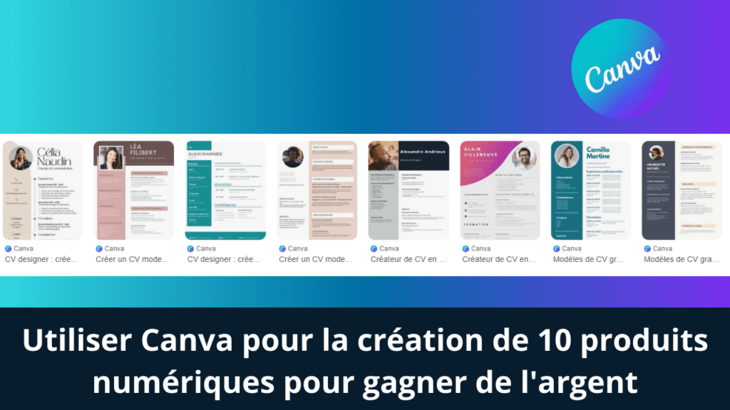 Utiliser Canva pour la création de 10 produits numériques pour gagner de l'argent