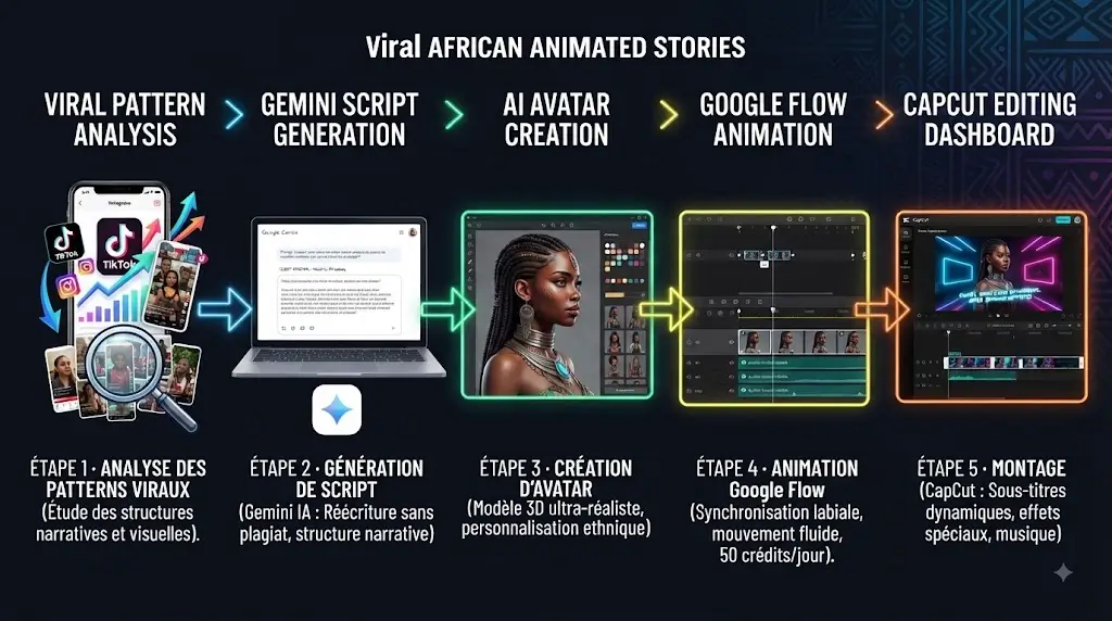Générer des histoires africaines virales à 0 F CFA avec l'IA (Google Flow, Gemini & CapCut)
